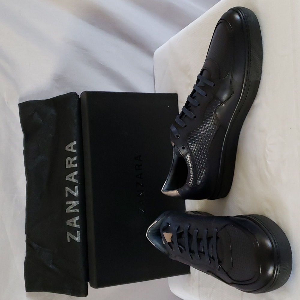 NEW Zanzara Men's Brando Blue Leather Sneaker
